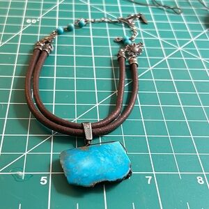 Incredible Artisan Hand Crafted Turquoise Leather Necklace LAST MARKDOWN!